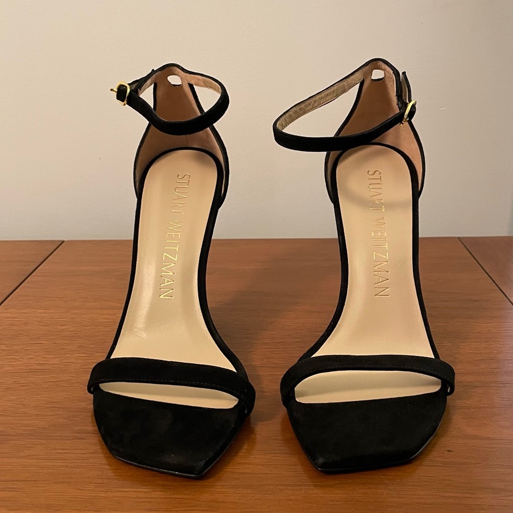 Stuart Weitzman Nudistrebel Sculptural Heel in Black Suede - Size 8 - Picture 4 of 11